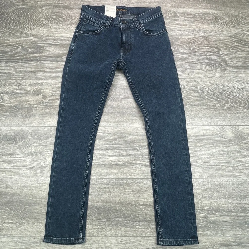 Nudie Jeans Tight Terry Mens 27x28 Blue Slim Skinny Stretch Grunge Organic New